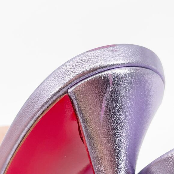 Christian Louboutin Aqua Strass PVC Pink Crystal Bow Pointed Toe Mules EU 37.5 - Picture 9 of 13